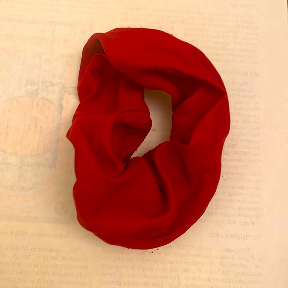 Red scrunchie hair tie